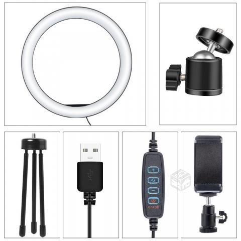 ARO DE LUZ DE 34CM / CON TRIPODE DE 2.10 MTS NEGRO