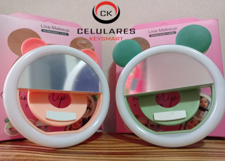 ARO DE LUZ LED PARA CELULAR CON OREJAS Rosad