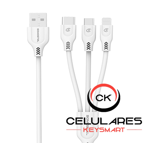 CABLE USB SOMOSTEL SMS-BT08 / 3 IN 1 TIPO C/IPHONE/V8