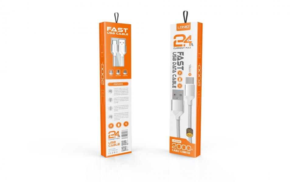 CABLE USB LONIO / V8/ 2MTS /BLANCO LS362 S6