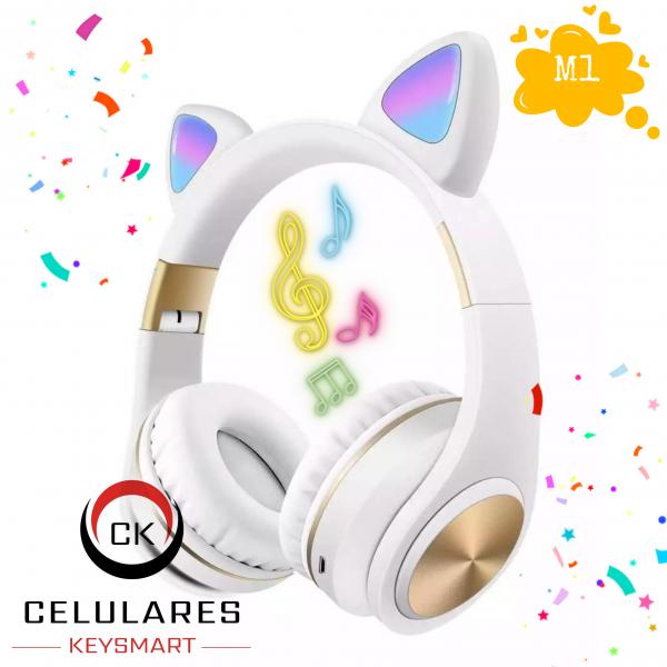 AUDIFONO BLUETOOTH DIADEMA  CON OREJAS / PAT-3188 / M1 BLANCO