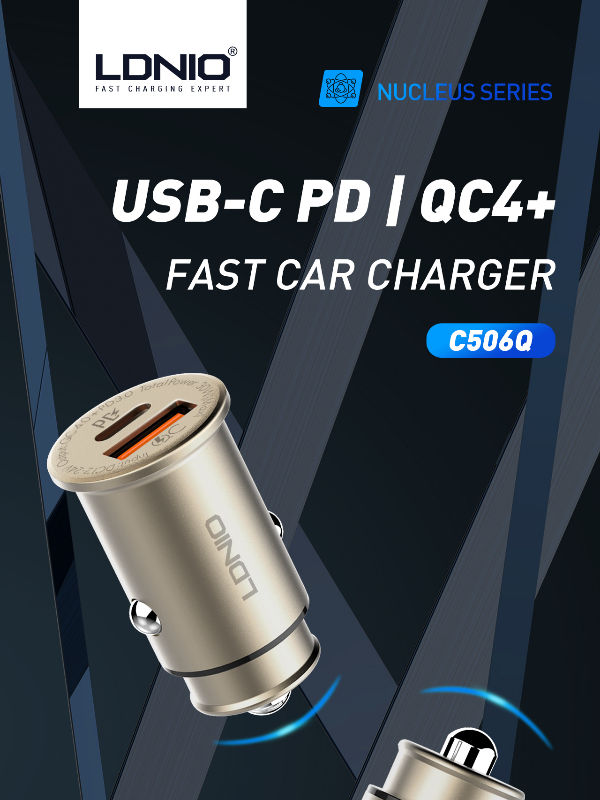 CARGADOR AUTO PD (  TIPO C ) LDNIO QC4+ IPHONE / SAMSUNG