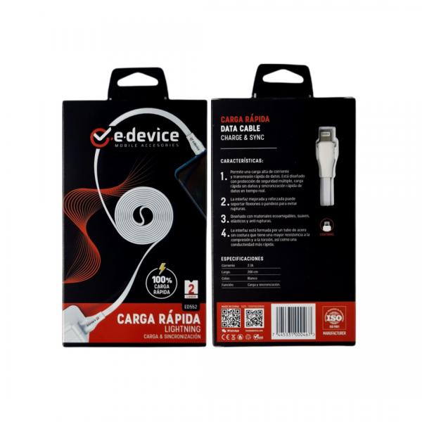 CABLE CARGA RAPIDA E-DEVICE 2 METROS MICRO ED552