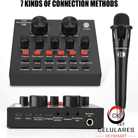 MICROFONO CON CONJUNTO DE TARJETA DE SONIDO DX-V8