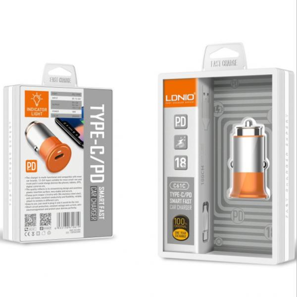 CARGADOR AUTO PD (  TIPO C ) LDNIO C61C IPHONE / SAMSUNG