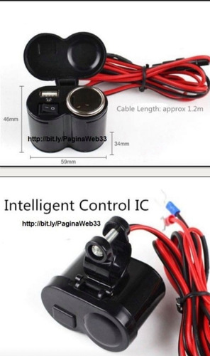 CARGADOR COMPLETO PARA MOTO CON CIGARRERA Y USB