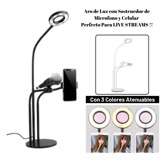 ARO LUZ CON ESPEJO PARA MESA