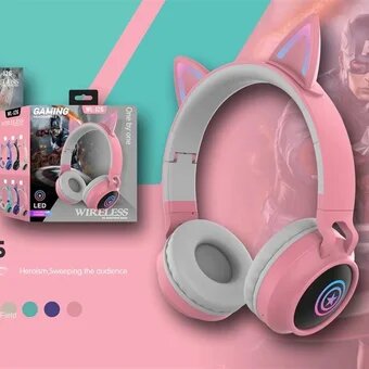 AUDIFONO BLUETOOTH GAMER WL-26 ROSADO/GRIS
