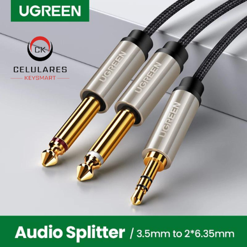 CABLE 3.5MM TRS MACHO A 2 6.35MM TS MACHO 10613 AV126 UGREEN 1M GRIS UGREEN