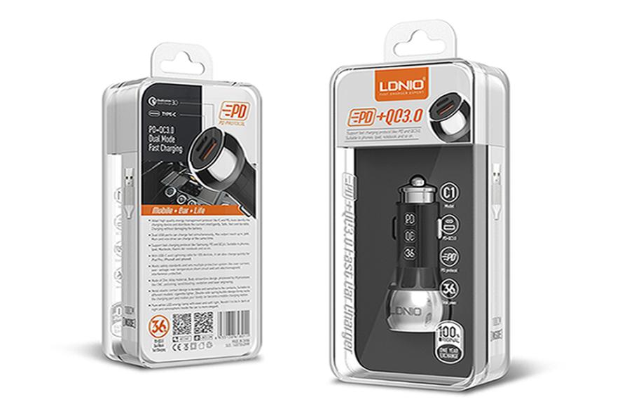 CARGADOR AUTO PD  LDNIO QC 3.0  38W SAMSUNG C1 S6 V8