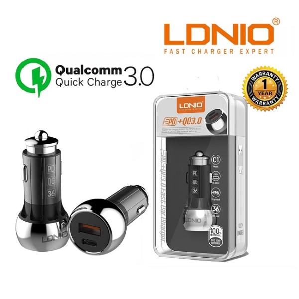 CARGADOR AUTO PD  LDNIO QC 3.0  38W TIPO C C1 TC-TC