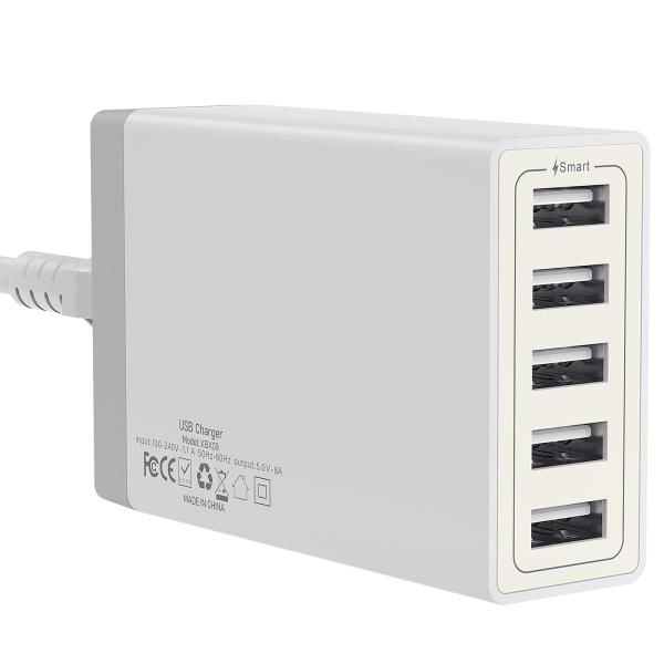 CARGADOR HOME CHARGER 40W / 5 PUERTOS USB