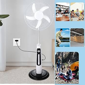ABANICO RECARGABLE CON PANEL SOLAR 16&acute;&acute; INCHES
