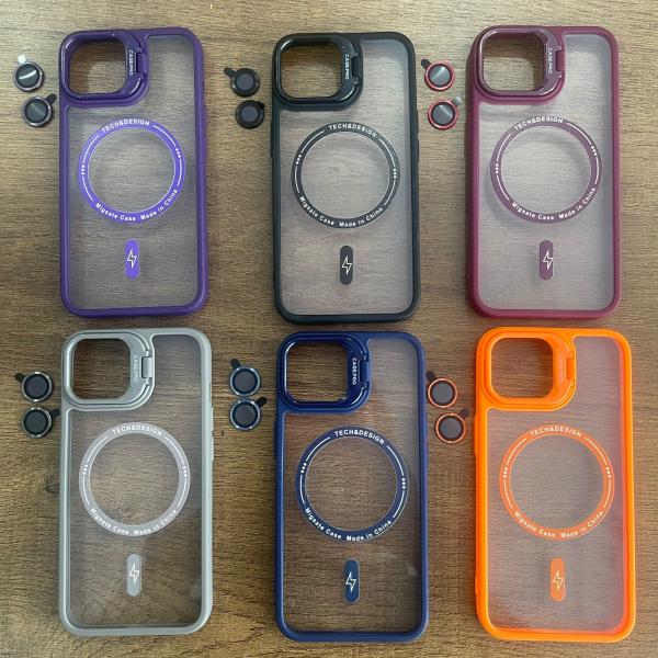 ESTUCHE PROTECTOR BORDES COLORES  MAGSAFE PROTECTOR LENTE (PANA) IPHONE 12 / 12 PRO