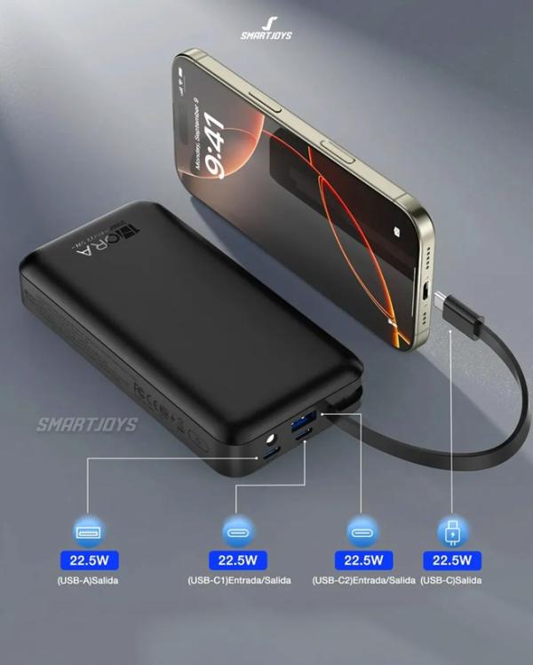 BATERIA PORTATIL / POWER BANK  1HORA 20000mAh / 22.5W / CARGA RAPIDA