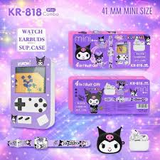 SET / COMBO 3 EN 1 KR-818 / RELOJ 41MM - CONSOLA RETRO - AUDIFONOS INALAMBRICOS KUROMI