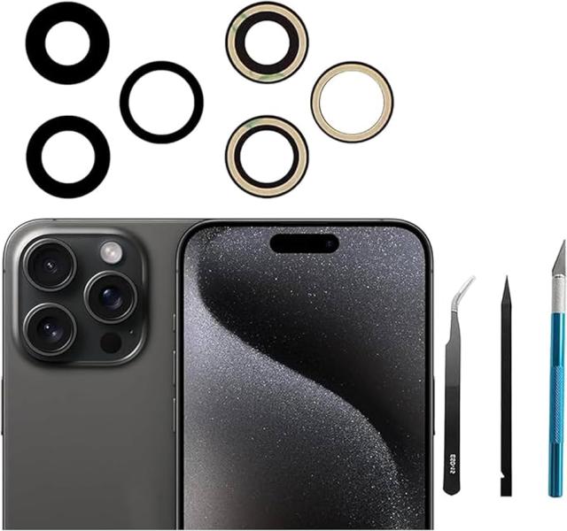 LENTE DE CAMARA DE IPHONE 15 PRO MAX ( JUEGO DE 3 PIEZAS)